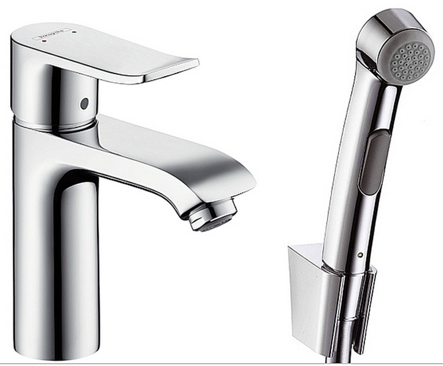 

Змішувач для умивальника Hansgrohe Metris 100 з гігієнічною лійкою (31285000)