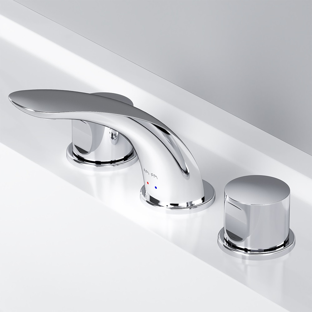 

Змішувач для умивальника Am.Pm Sensation трьохсекційний з донним клапаном (5512-825-00)