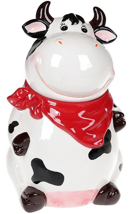 

Керамическая банка Коровка Глория 1600мл с фигурной крышкой Bona DP63066