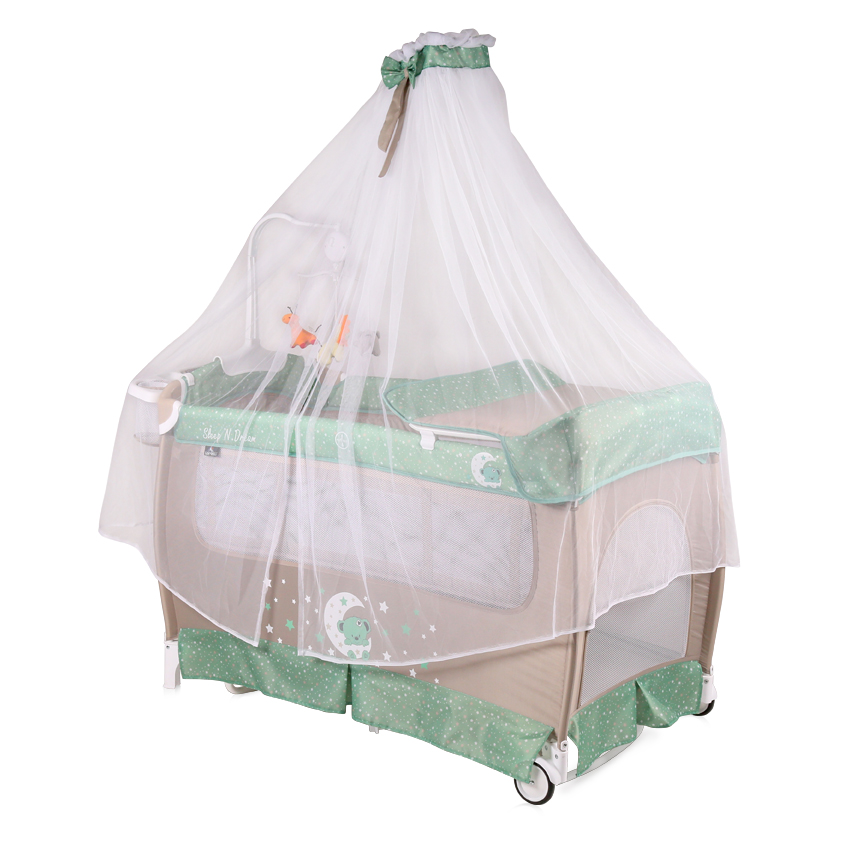 

Манеж SLEEP'N'DREAM ROCKER с балдахином green/beige moon bear Bertoni/Lorelli BMK75300