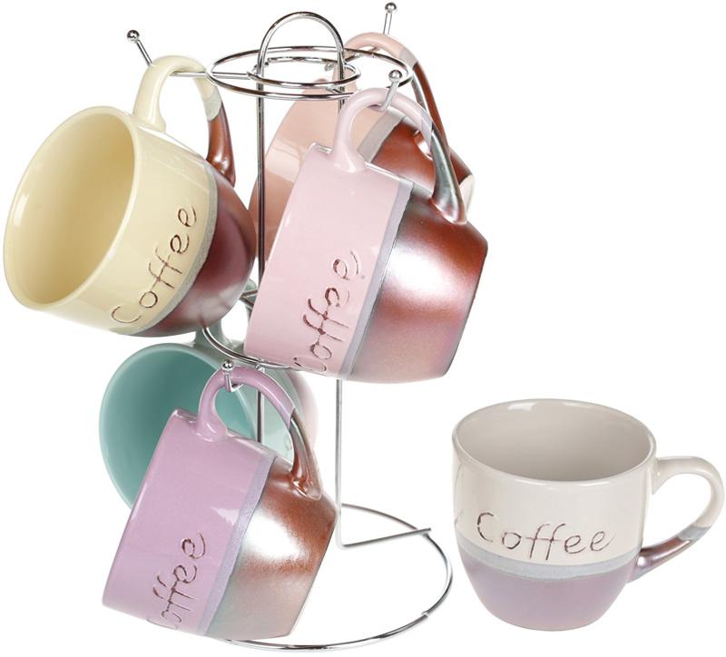 

Набор 6 керамических кружок Cup of coffee 240мл на подставке Bona DP39597