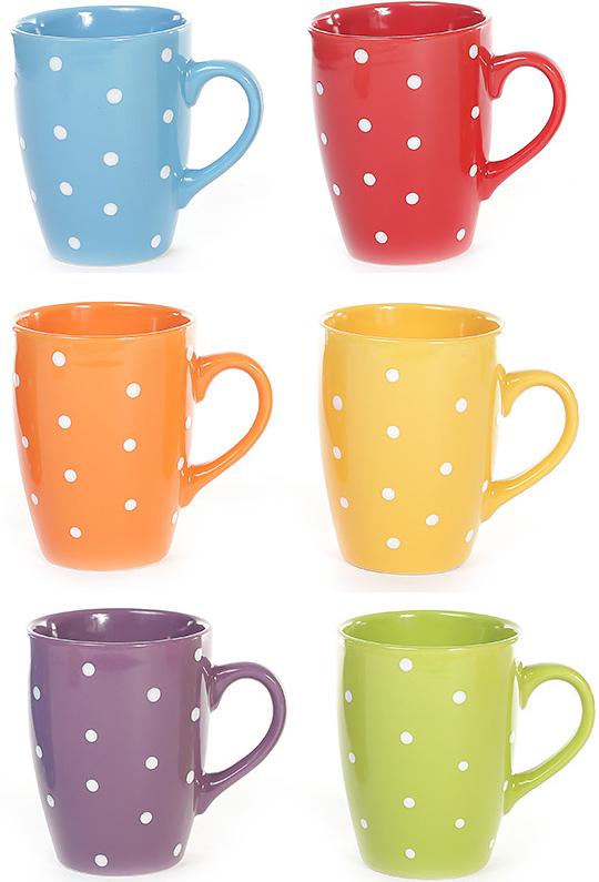 

Набор 6 керамических чашек Белый горох 330мл Bona DP39306