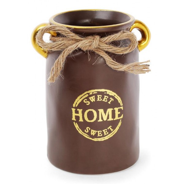 

Ваза керамическая "Home sweet home" 19см, шоколадный горшок