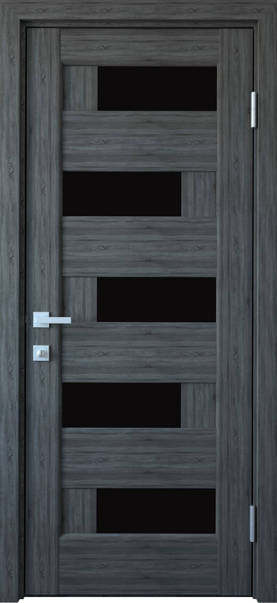 

Двери межкомнатные Новый Стиль Пиана-blk-Grey-New-1 черное стекло 900*2000