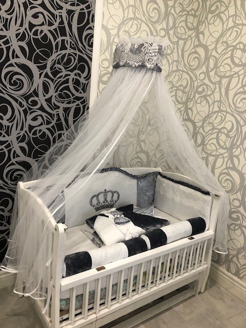 

Комплект постельного детского белья Mexs Королевский велюровый набор серого цвета 120*60