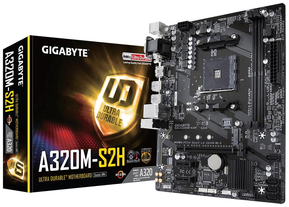 

Материнская плата GIGABYTE GA-A320M-S2H sAM4 A320 2xDDR4 VGA-HDMI-DVI mATX (JN63GA-A320M-S2H)