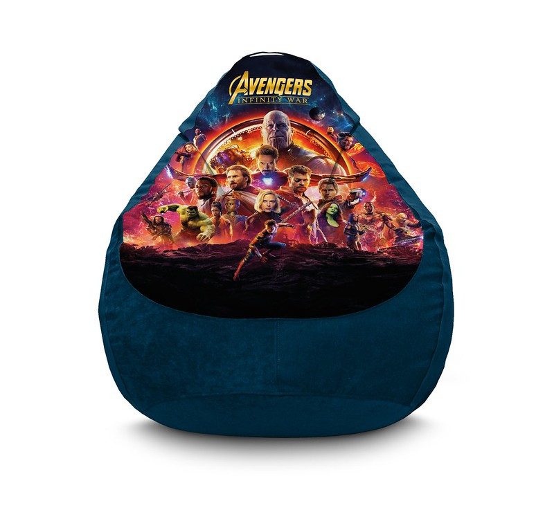 

Кресло мешок iPuff "Avengers. Infinity war. Blue" Флок XXL (90х125 см) Синий