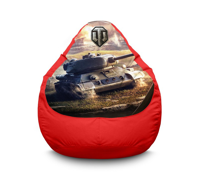 

Кресло мешок iPuff "World of Tanks. Tank and logo" Оксфорд XL (80x110 см) Красный