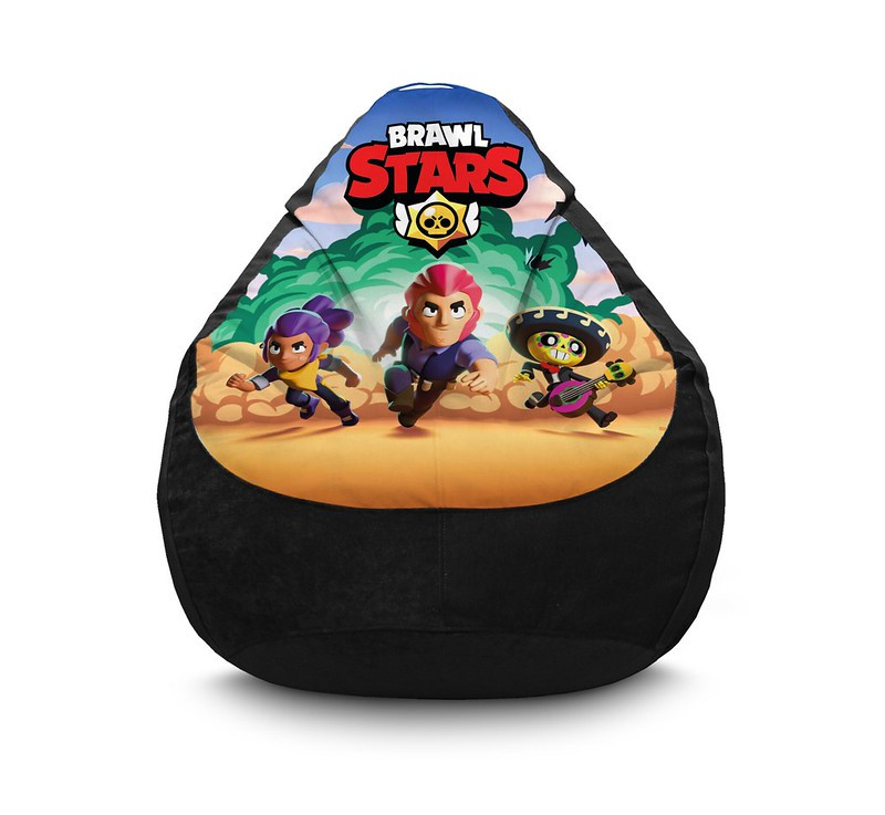 

Кресло мешок iPuff "Brawl Stars. Characters Black" Флок XXXL (100х135 см) Черный