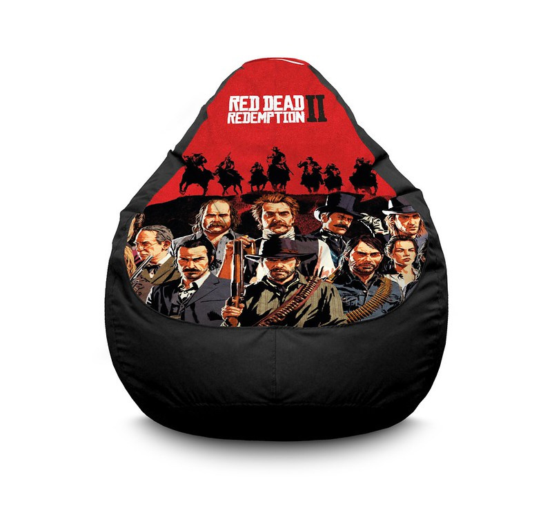 

Кресло мешок iPuff "RDR 2. Van der Linde gang and horsest" Оксфорд XL (80x110 см) Черный