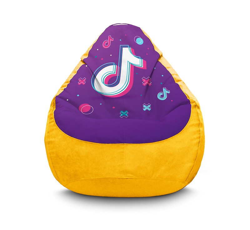 

Кресло мешок iPuff "Tik Tok. Big logo. Yellow" Флок XXXL (100х135 см) Желтый