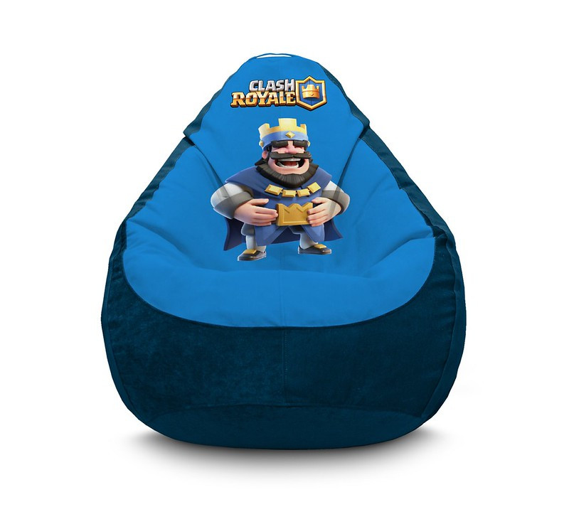 

Кресло мешок iPuff "Clash Royale. Happy king" Флок XXXL (100х135 см) Синий