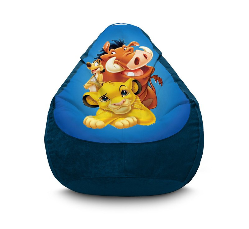 

Кресло мешок iPuff "Lion King. Simba. Timon and Pumbaa Blue" Флок XL (80х110 см) Синий