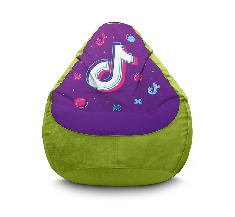 

Кресло мешок iPuff "Tik Tok. Big logo. Green" Флок XL (80x110 см) Салатовый