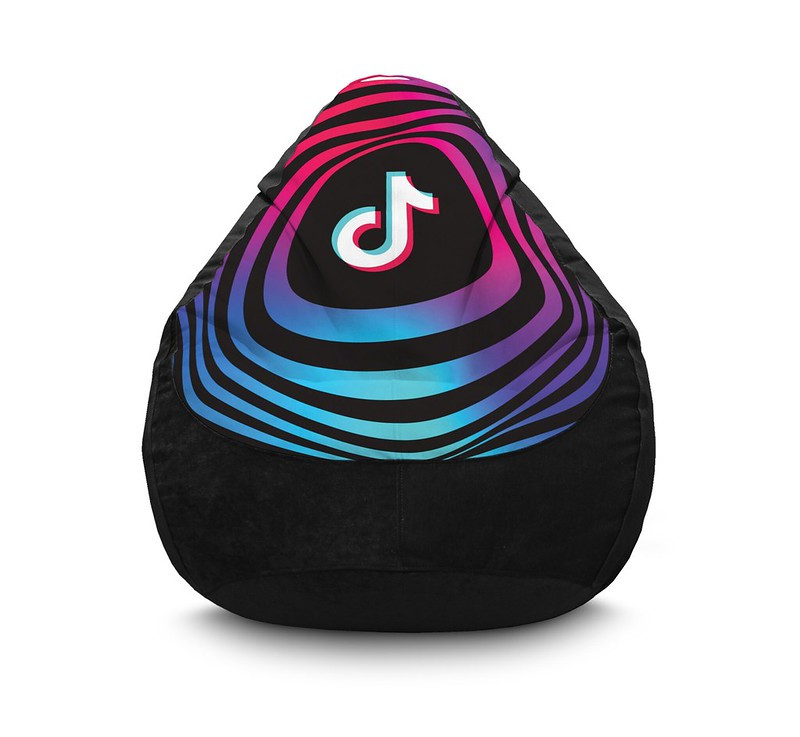 

Кресло мешок iPuff "Tik Tok. Circle distortion. Black" Флок XXL (90х125 см) Черный
