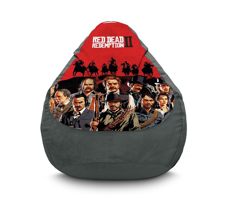 

Кресло мешок iPuff "RDR 2. Van der Linde gang and horses" Флок XL (80x110 см) Серый