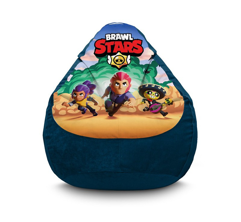 

Кресло мешок iPuff "Brawl Stars. Characters Blue" Флок XL (80x110 см) Синий