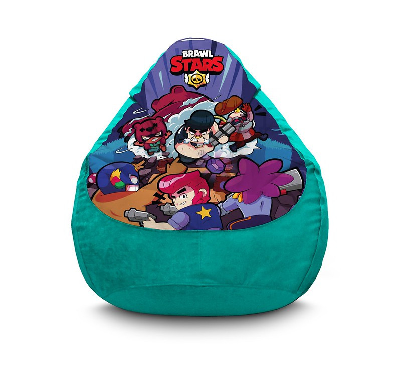 

Кресло мешок iPuff "Brawl Stars. Epic battle Light blue" Флок XL (80x110 см) Бирюзовый