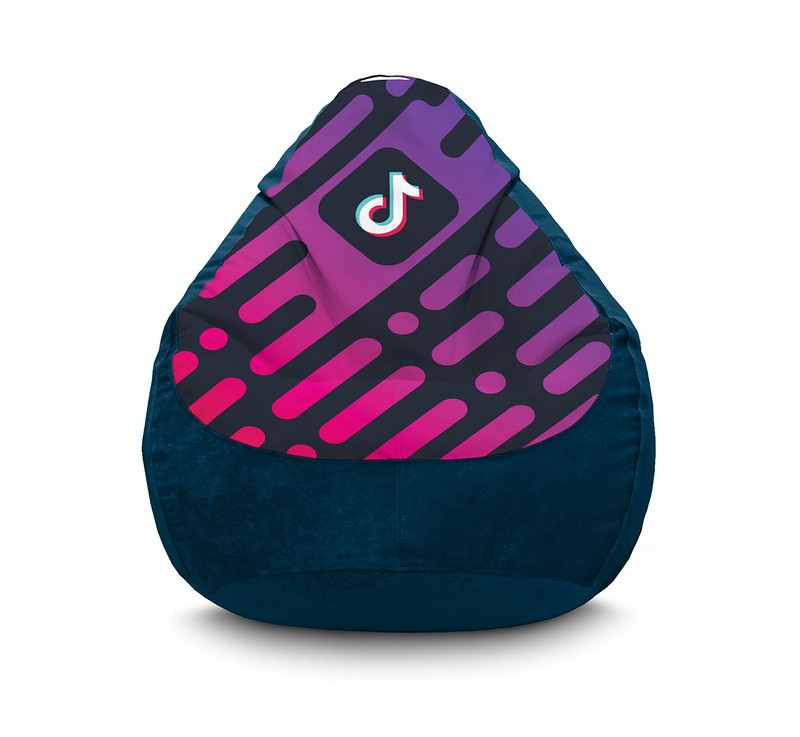 

Кресло мешок iPuff "Tik Tok. Diagonal background. Dark blue" Флок XL (80x110 см) Синий