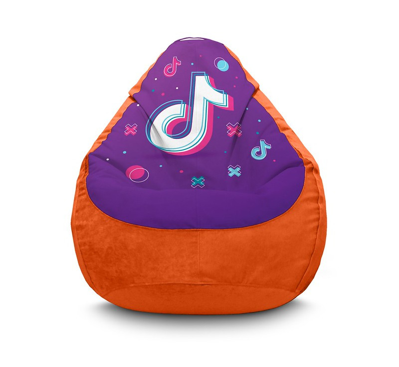 

Кресло мешок iPuff "Tik Tok. Big logo. Orange" Флок XL (80x110 см) Оранжевый