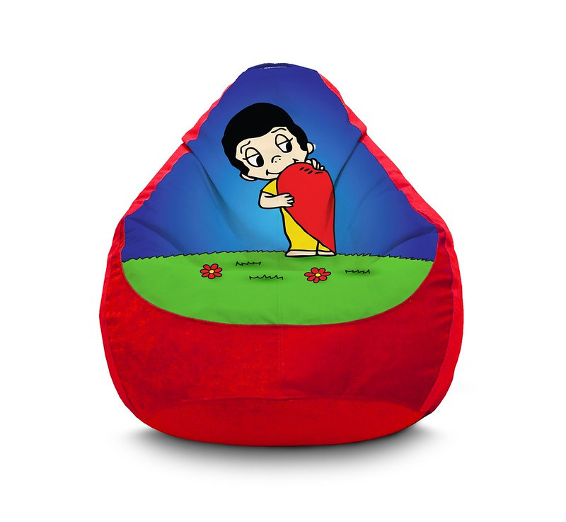 

Кресло мешок iPuff "Love is...половиники" Флок XXXL (100х135 см) Красный
