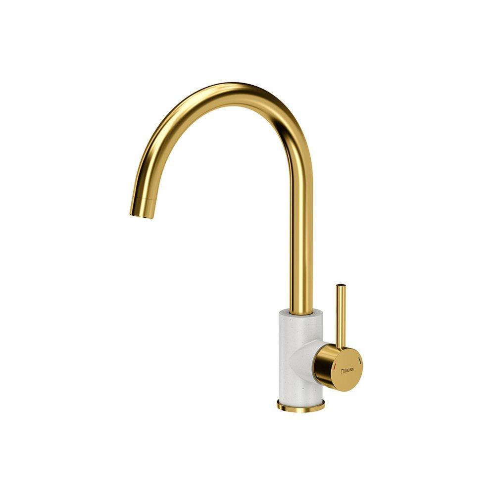 

Смеситель QUADRON Ingrid SteelQ PVD BW7002PVDBSG1/U1 golden/white metalik