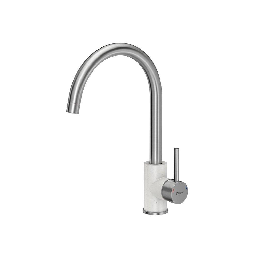 

Смеситель QUADRON Ingrid SteelQ BW7002BS/U1 stainless steel/white metalik