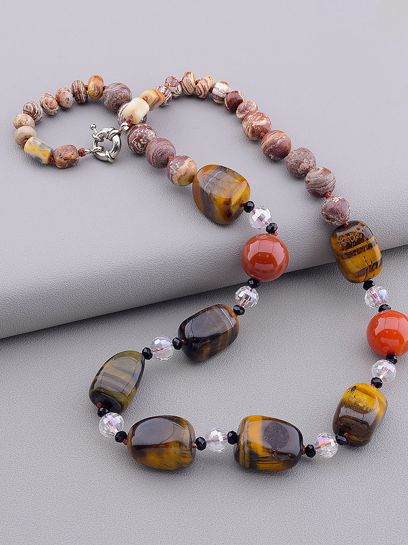 

Бусы Sunstones Тигровый глаз, Сердолик, Яшма 55 см. 053402