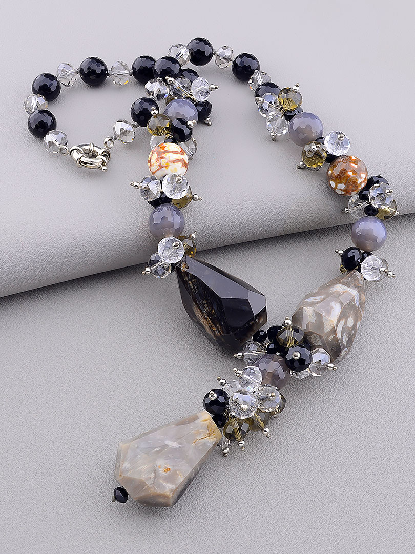 

Бусы Sunstones из агата, Чешский хрусталь 50 см. 057476