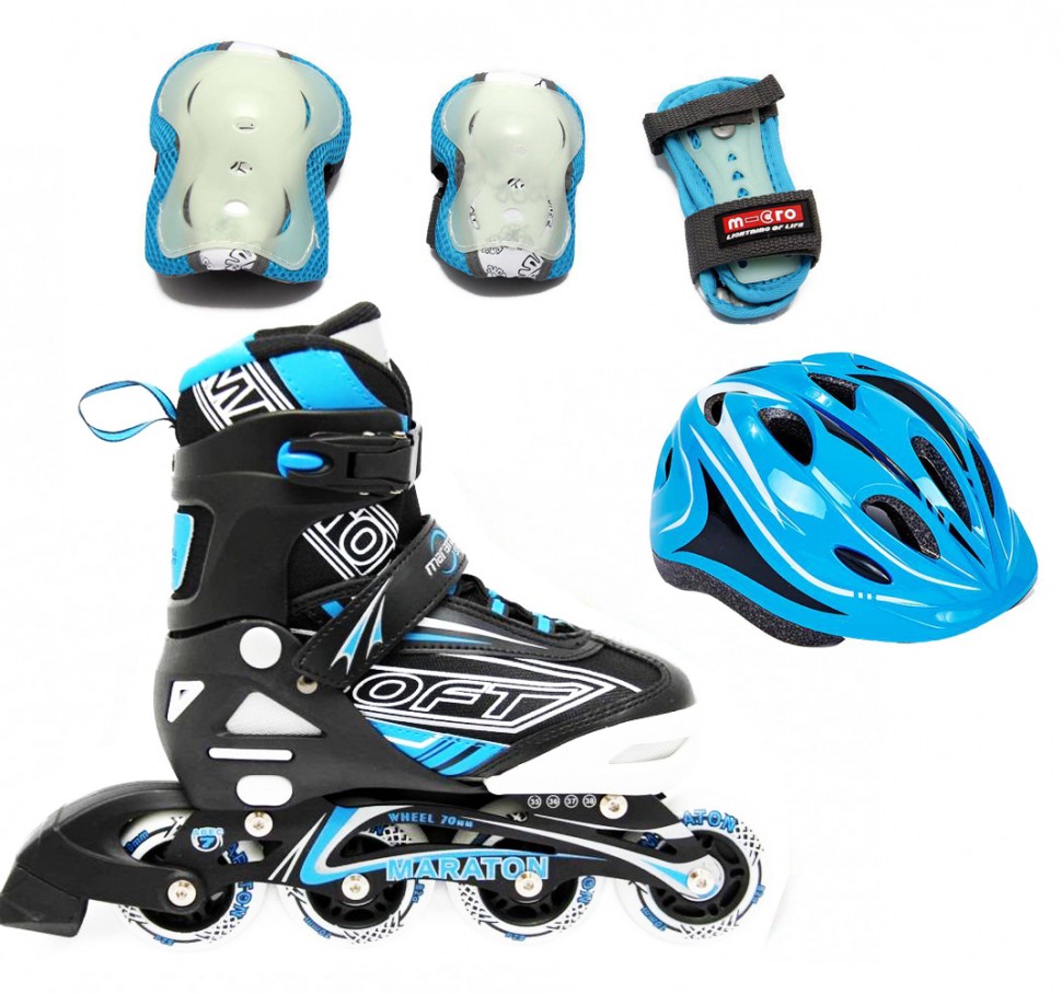 

Роликовые коньки Maraton Soft Set 27-30 синий с защитой