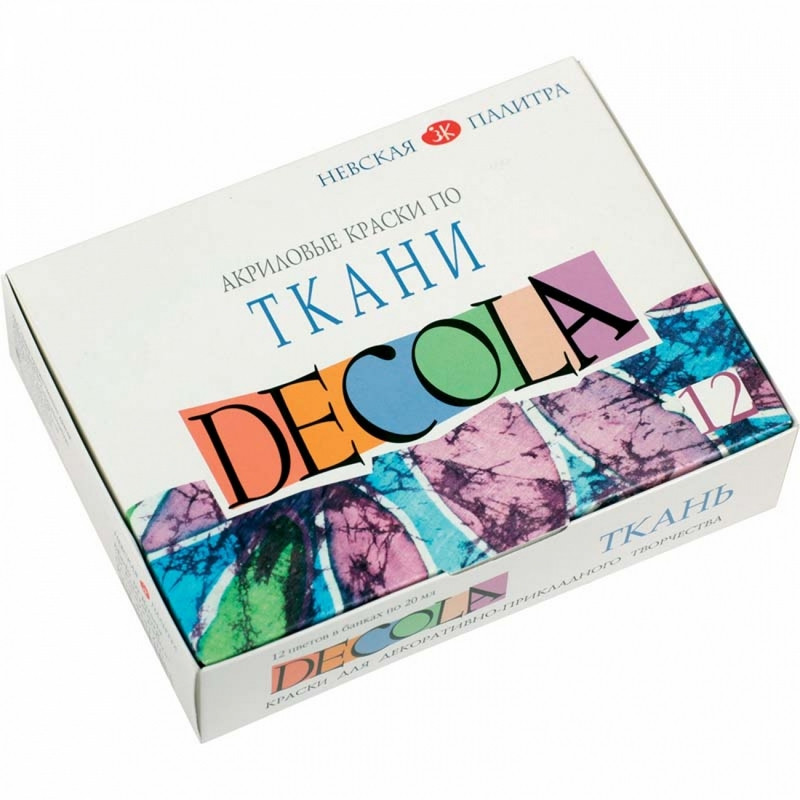 

Краски акриловые д/ткани ЗХК Decola набор 12цв.x20мл (350438)