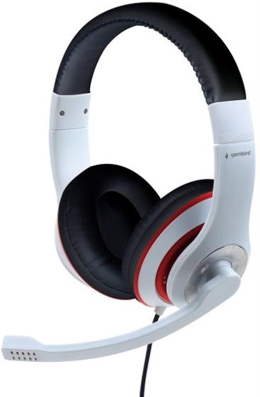 

Гарнитура Gembird MHS-03-WTRDBK White/Red/Black