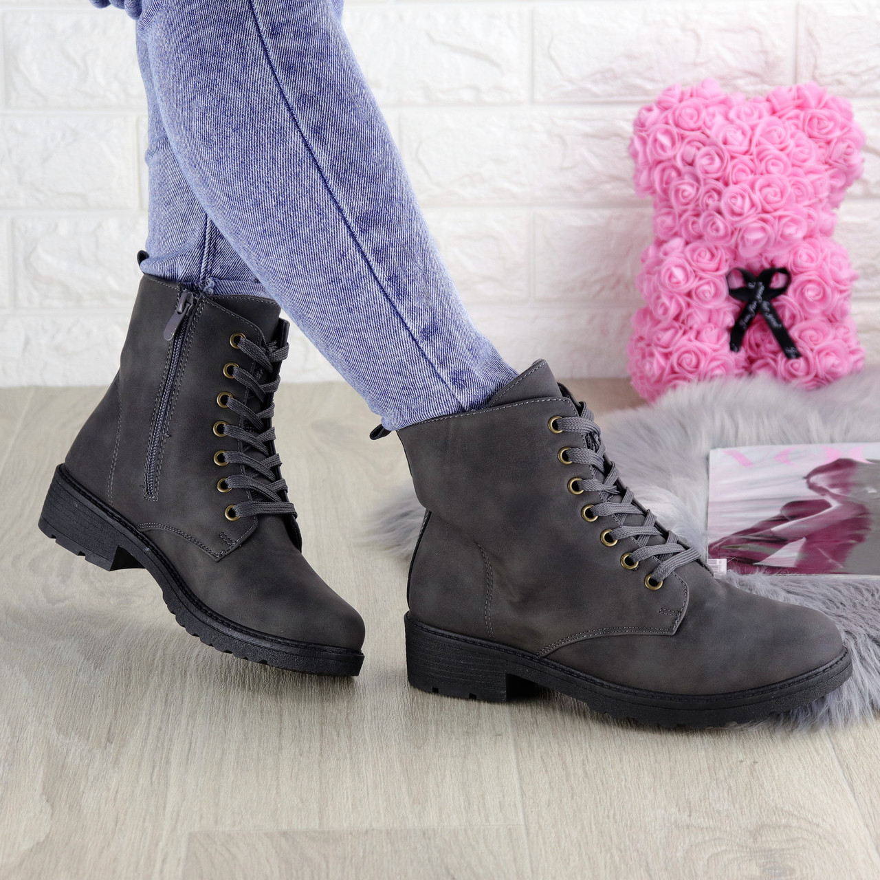 

Женские ботинки на шнурках Fashion Janet 1089 38 размер 24,5 см Серый