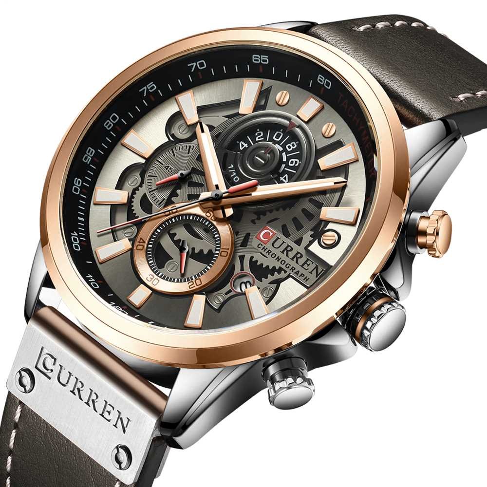 

Наручные часы Curren 8380 Cuprum-Silver-Brown мужские кварцевые + подарочная коробка
