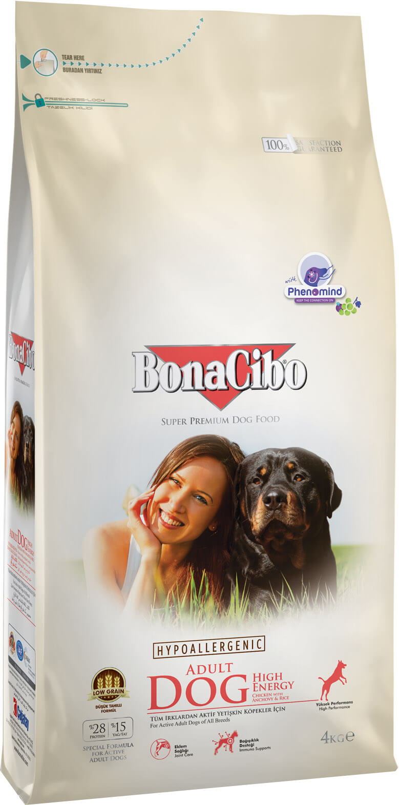

Сухой корм для собак BonaCibo Adult Dog High Energy Chicken&Rice with Anchovy с мясом курицы, анчоусами и рисом 4 кг