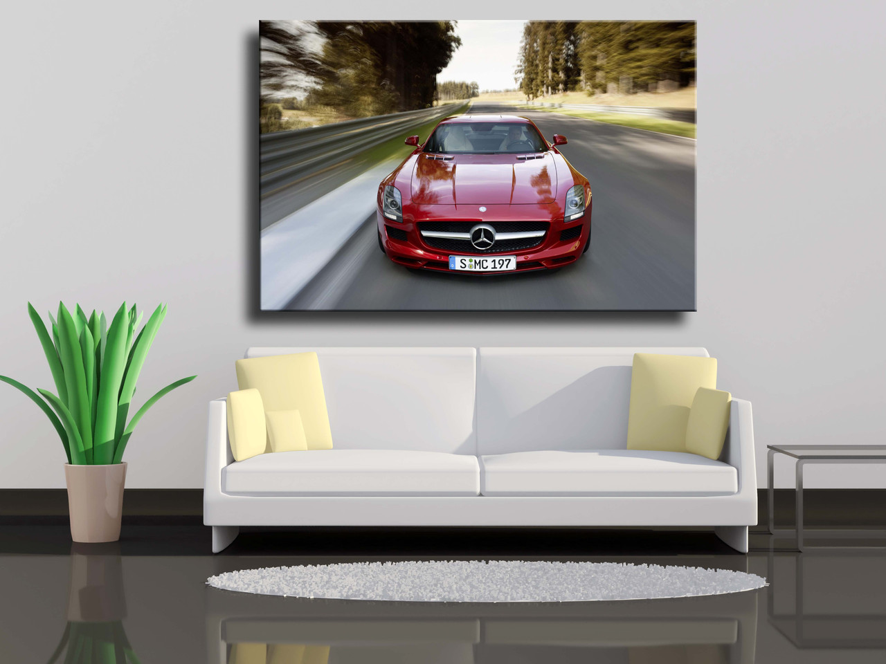 

Картины на холсте Красный Mercedes- Benz SLS 75х50