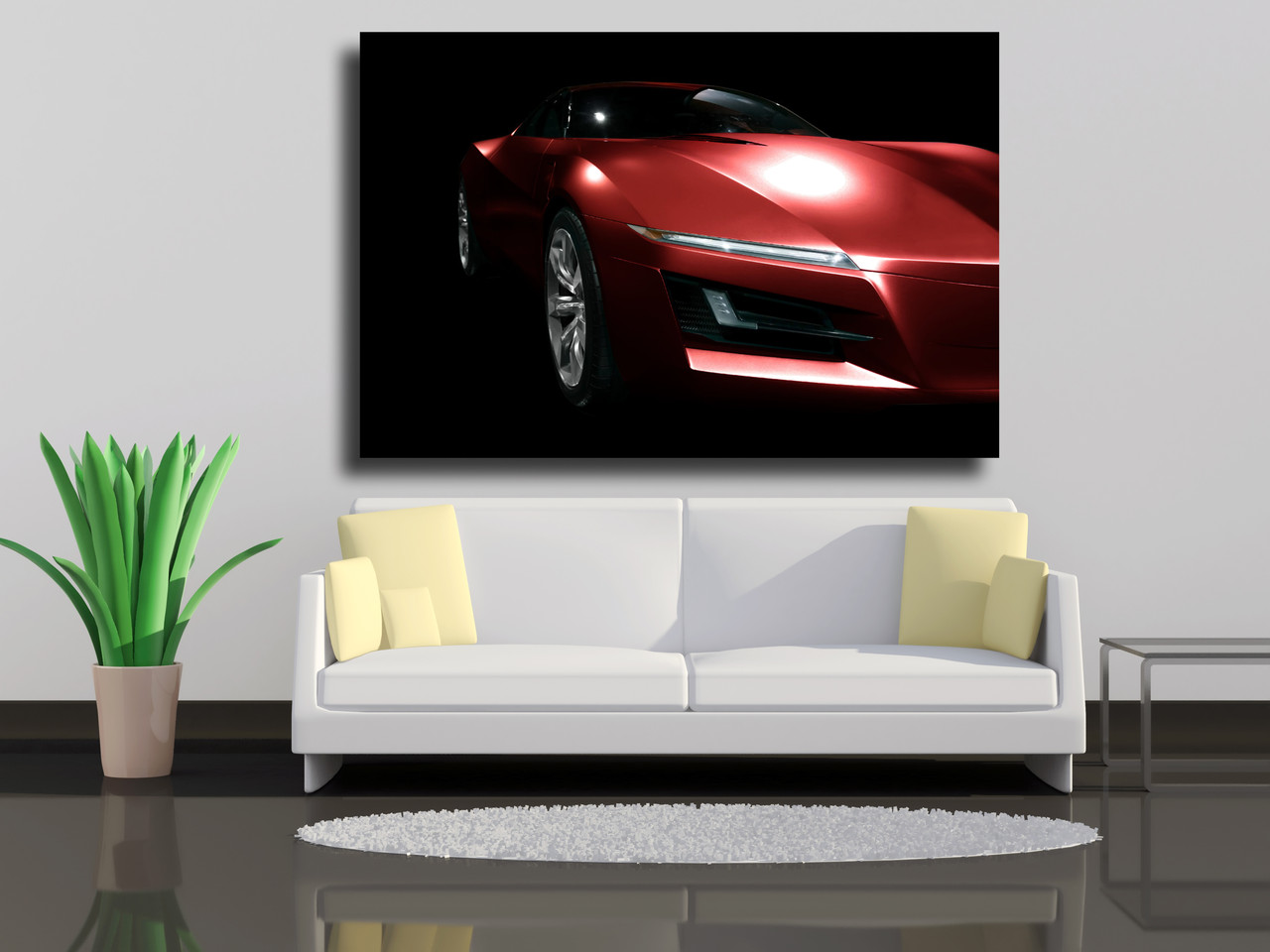 

Картины на холсте Красный спортивный автомобиль на черном фоне 90х60