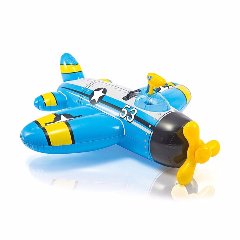 

Детский надувной плотик Intex 57537 Истребитель (132 x 130 см) Water Gun Plane Ride-ons (Голубой)