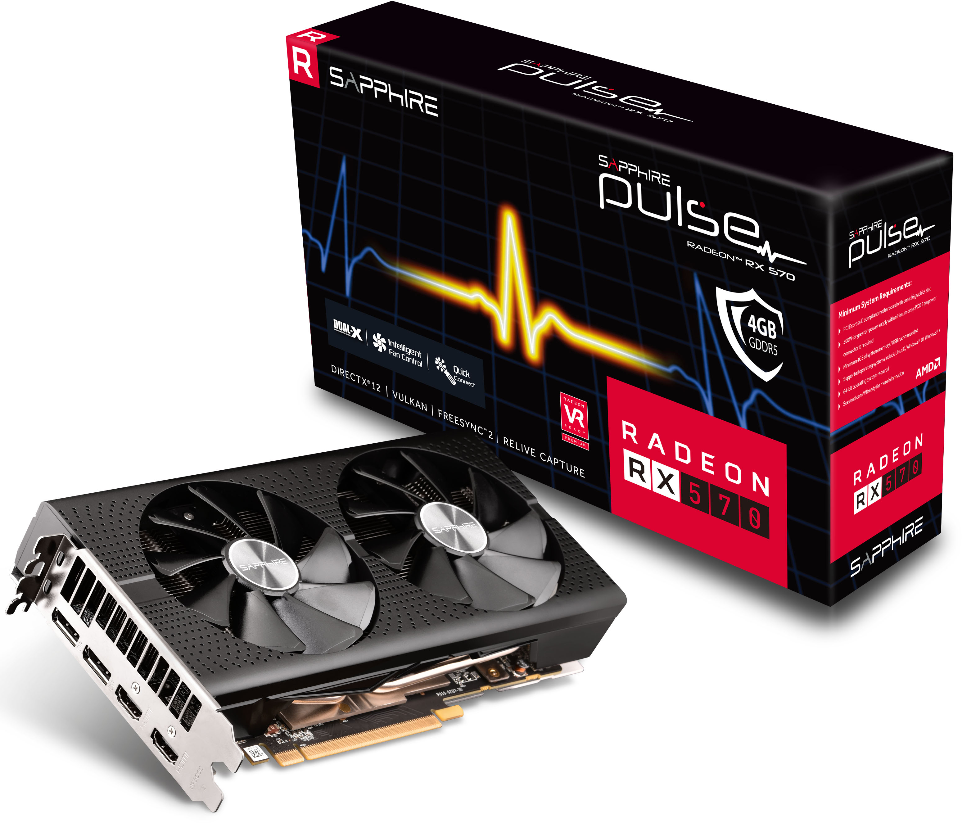 Видеокарта Sapphire PCI-Ex Radeon RX 570 Pulse OC 4GB GDDR5 (256bit)  (1284/7000) (2 x HDMI, 2 x DisplayPort) (11266-67-20G) – отзывы покупателей  | ROZETKA