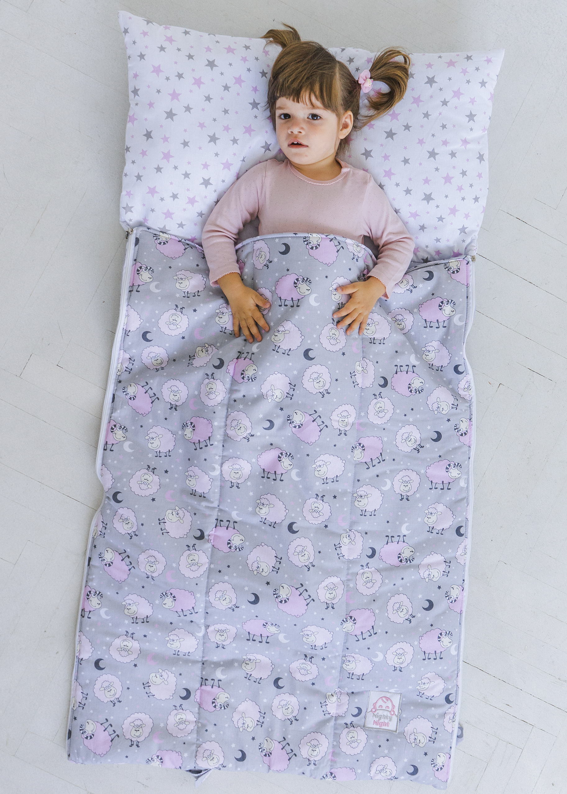 

Спальний мішок дитячий, сліпик Nighty Night Баранці рожеві М 140х70 см