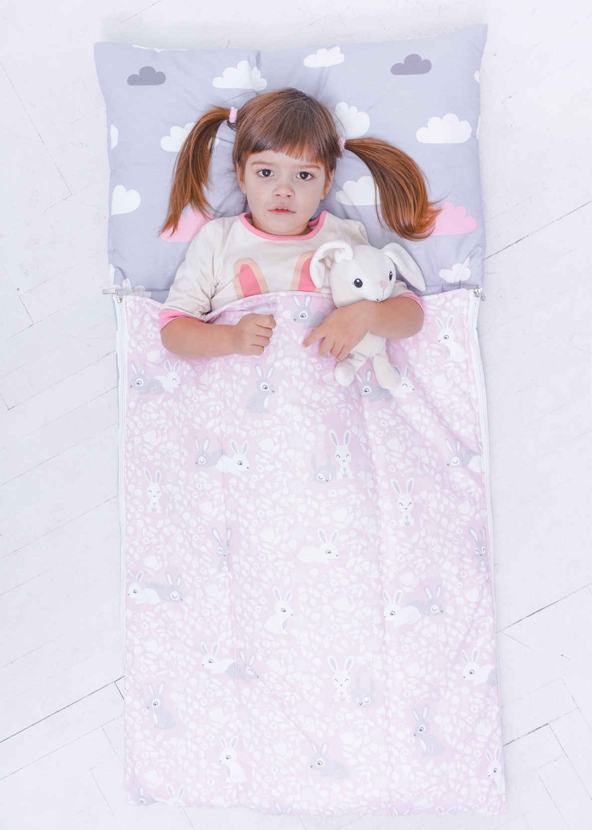 

Спальный мешок детский, слипик Nighty Night Зайчики розовые S 120х60 см