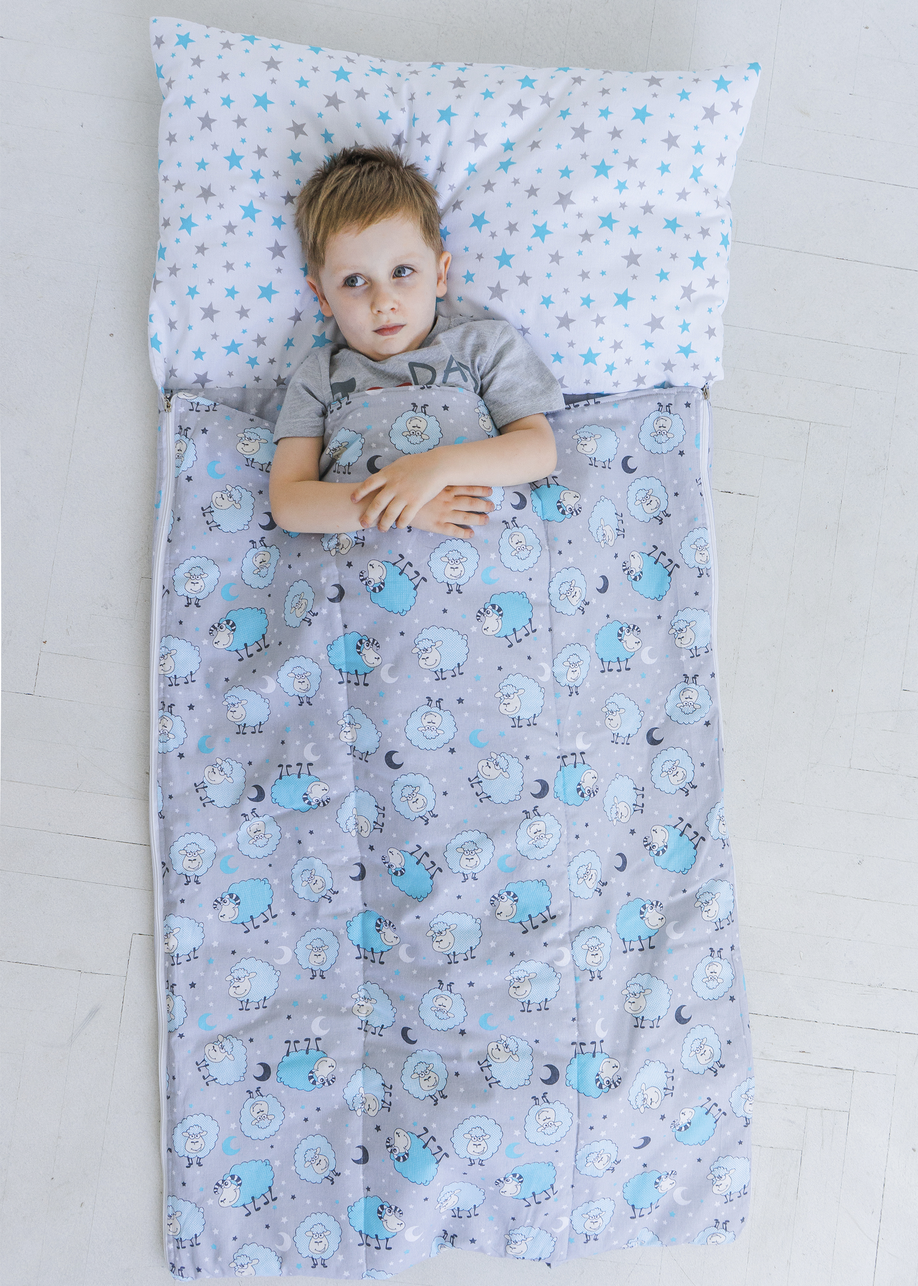 

Спальный мешок детский, слипик Nighty Night Барашки бирюза S 120х60 см
