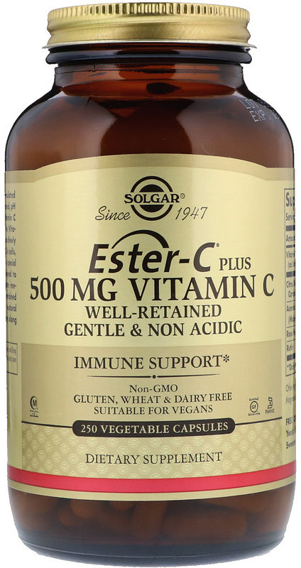 

Витамины Solgar Ester-C Plus, Vitamin C, 500 mg, 250 Veg Caps Эстер-С плюс 500 мг витамина С