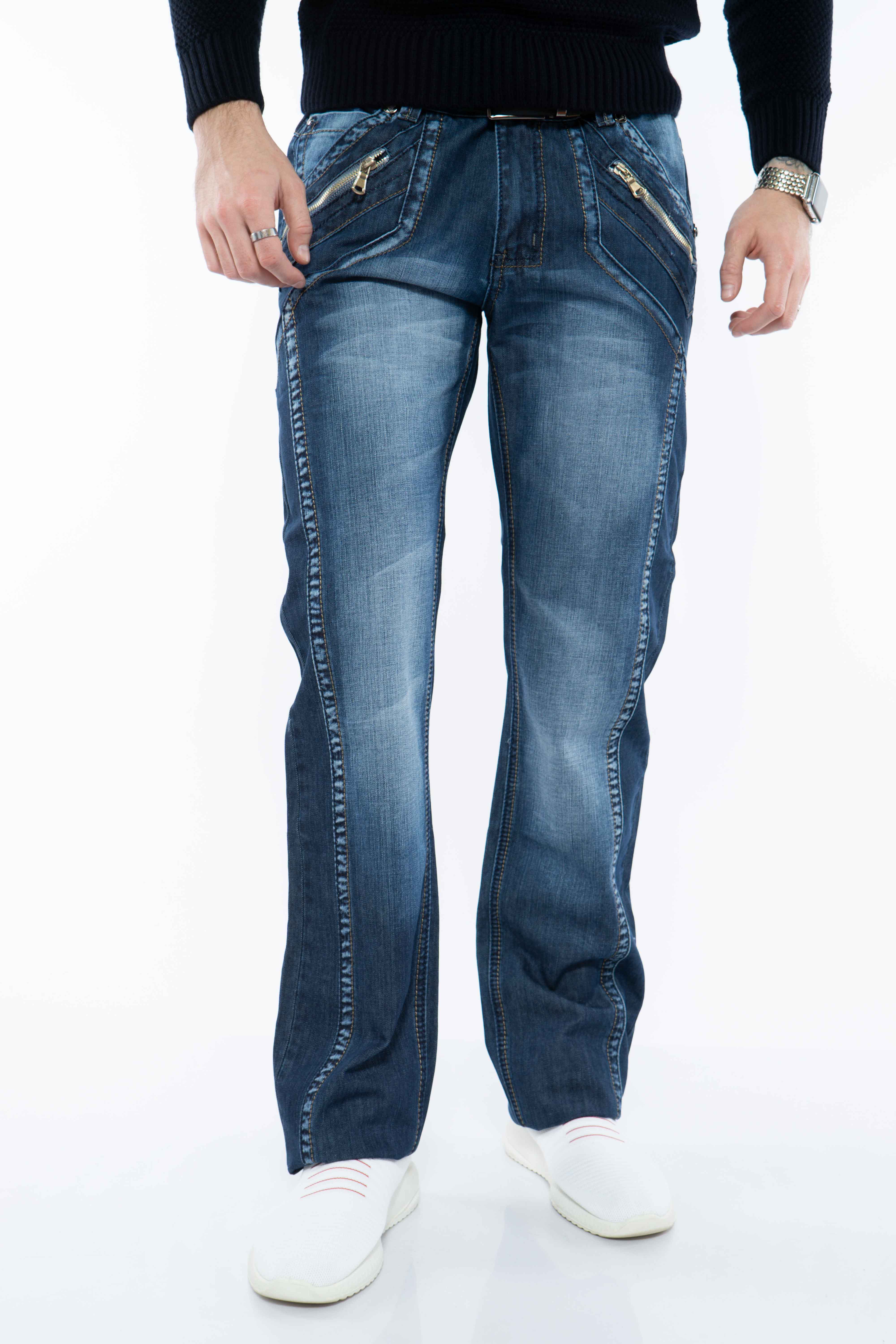 

Джинсы прямого кроя со строчкой Time of Style 134P5834-3 28 Синий