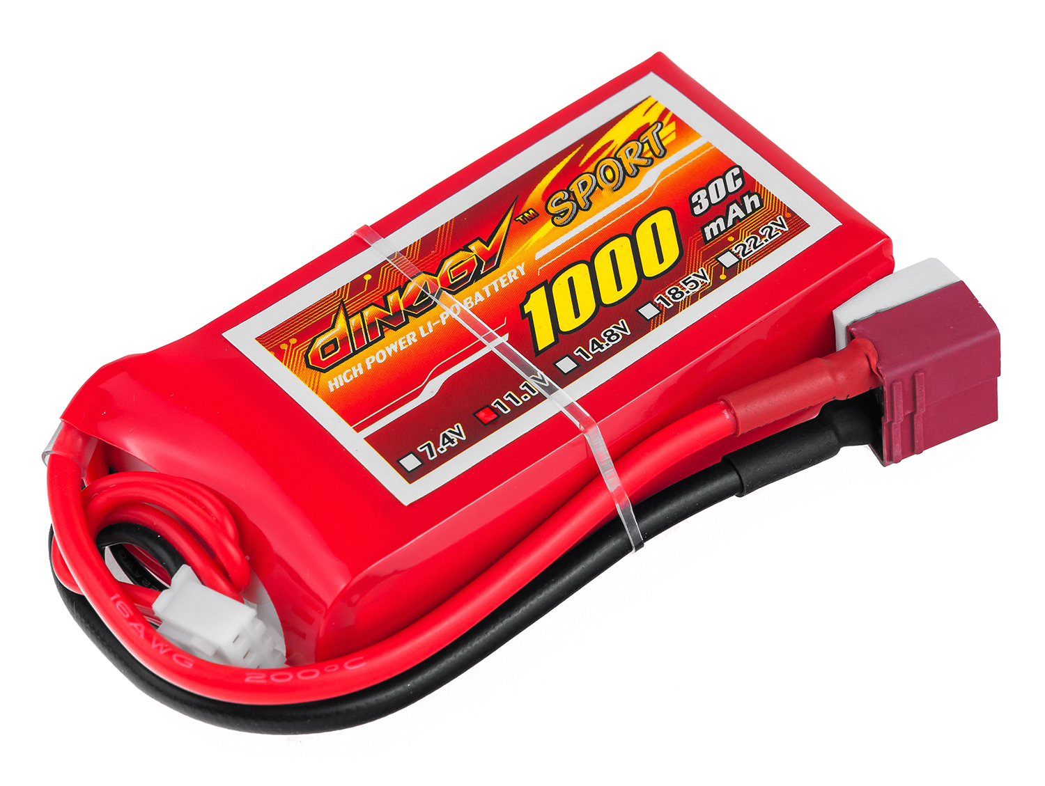 

Аккумулятор полимерно-литиевый Dinogy Li-Pol 1000mAh 11.1V 3S 30C 18x35x68мм T-Plug 29755