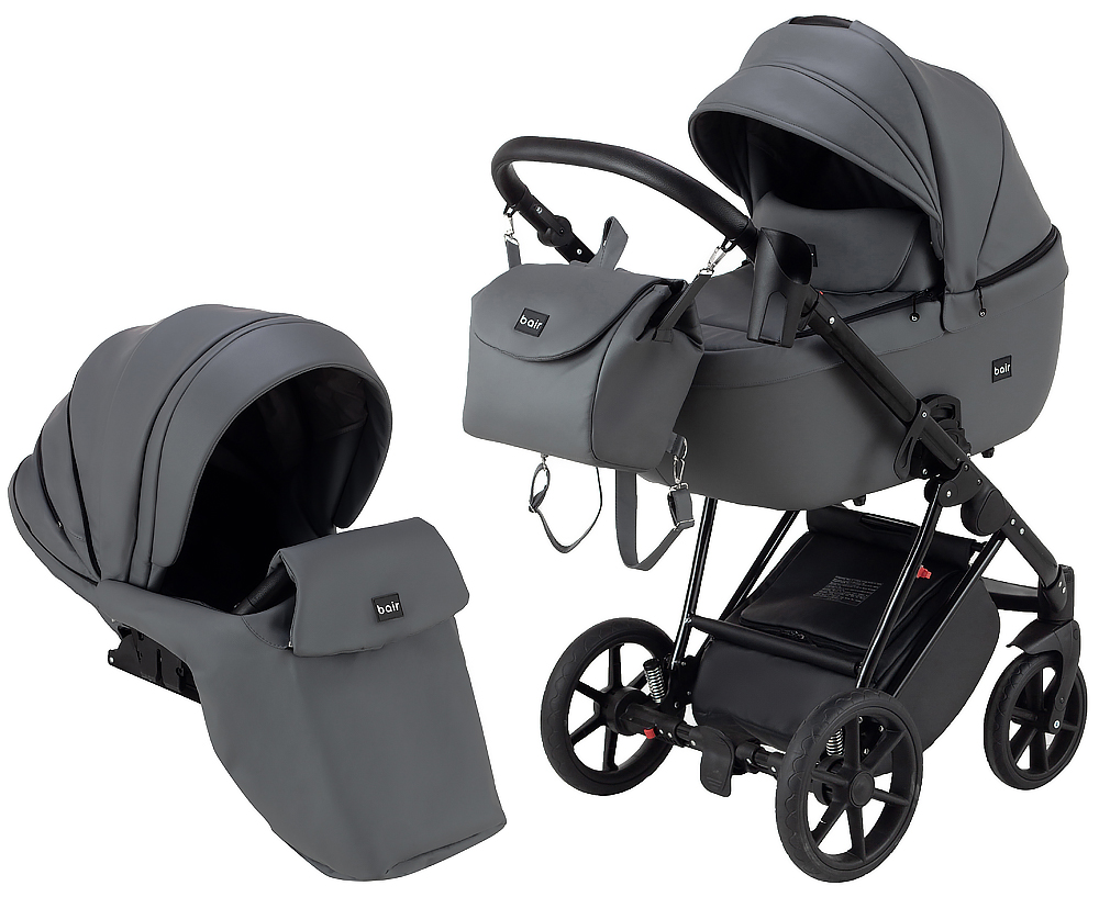 

Коляска 2 в 1 Bair Infinity кожа 100% BI-2233-AMO graphite (графит). 33903