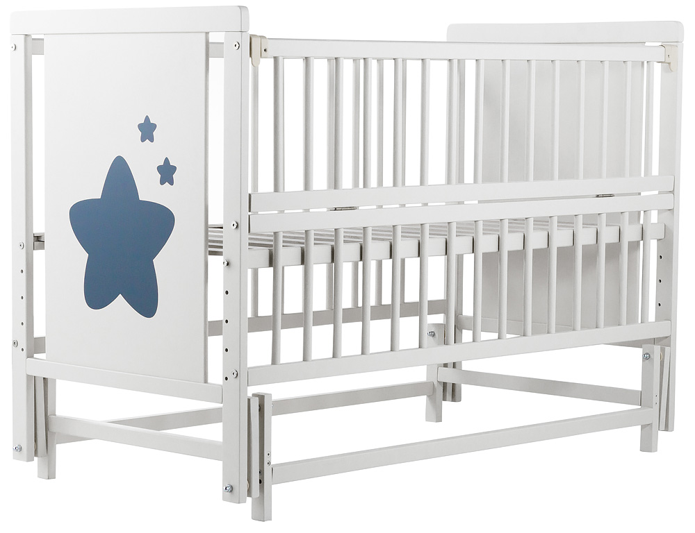 

Кровать Babyroom Звездочка Z-02 маятник, откидной бок бук белый. 34094