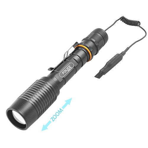 

Фонарь Police Q2804-T6 под ружье, вынос.кнопка, ЗУ 220V, 2x18650, zoom, Box. 32337
