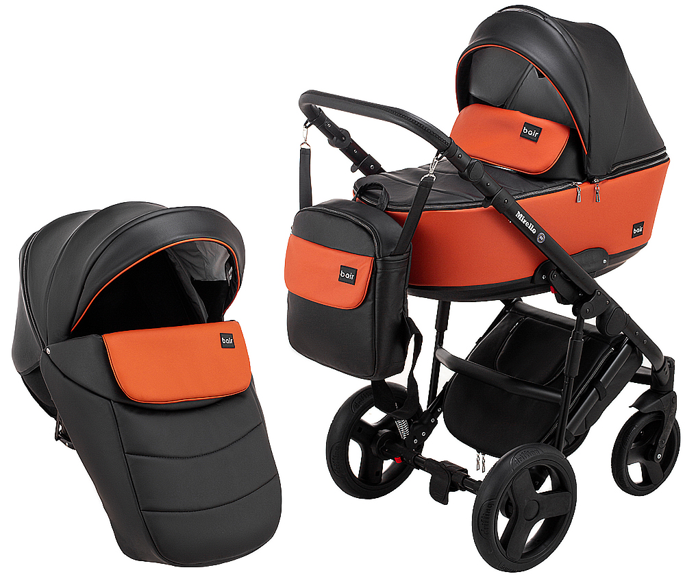 

Коляска 2 в 1 Bair Mirello кожа 100% M-30/19 терракот-черный. 33961