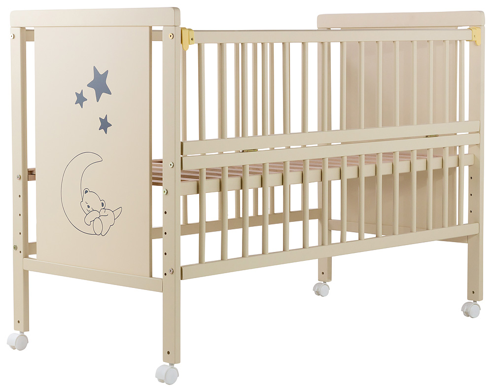 

Кровать Babyroom Медвежонок M-01 откидной бок, колеса бук слоновая кость. 34099